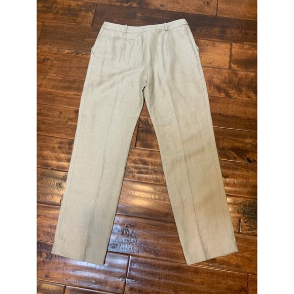 CHANEL Beige Linen Wool & Silk Blend Straight Leg Pants, Size 4 | 36 - Picture 4 of 4